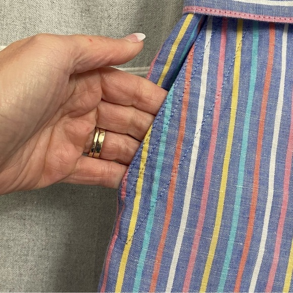 TALBOTS / Tie Waist Shorts Sunshine Stripes Linen/Cotton Blend Size 8P - Picture 6 of 9